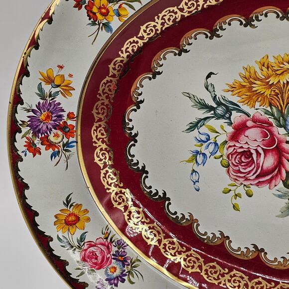 Daher Decorated Ware Oval Tin Tray Autumn Floral Metal Serving Platter England - Picture 4 of 9